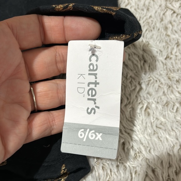 Carter’s 6 black grey gold bow sweatshirt hi low hemline nwt fleece line perfect - Picture 5 of 9